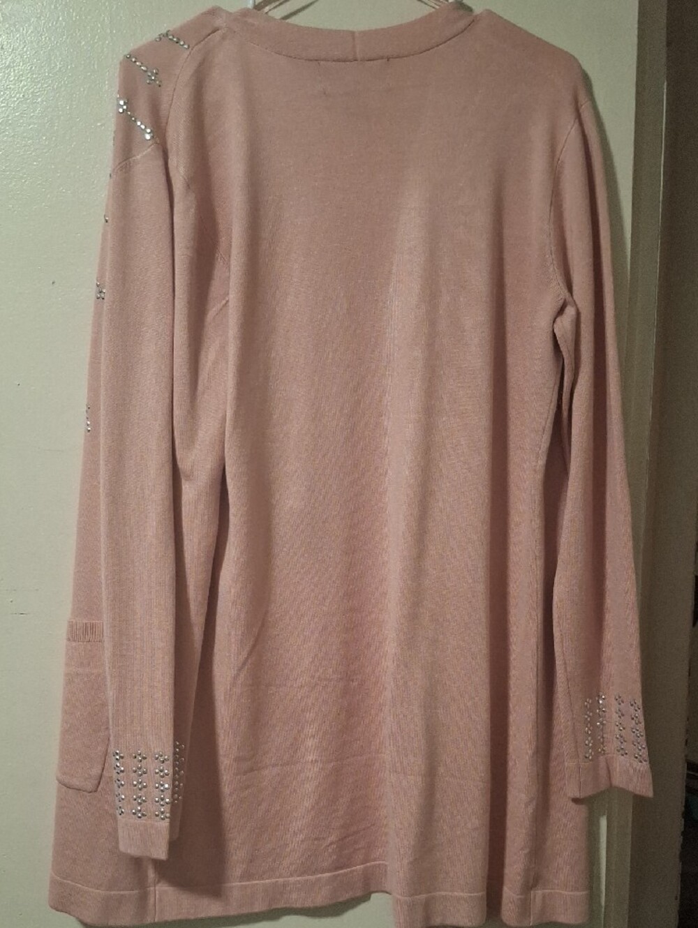 Pink Rhinestone Open-Front Cardigan - Picture 3 of 4
